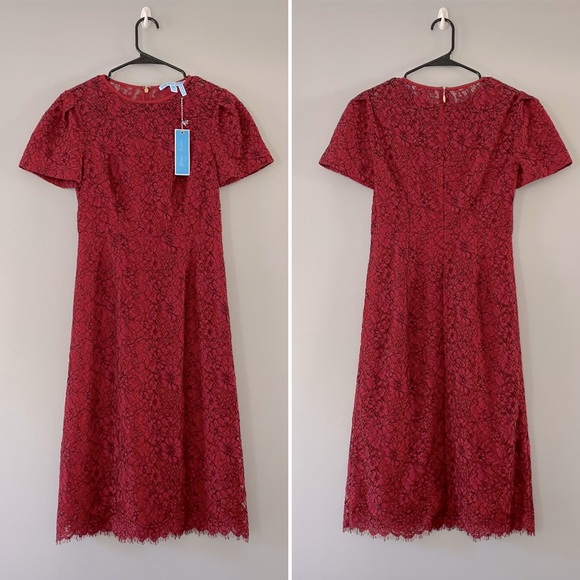 NWT Draper James $250 Collection Lace Sheath Dress Regal Red - Picture 2 of 6